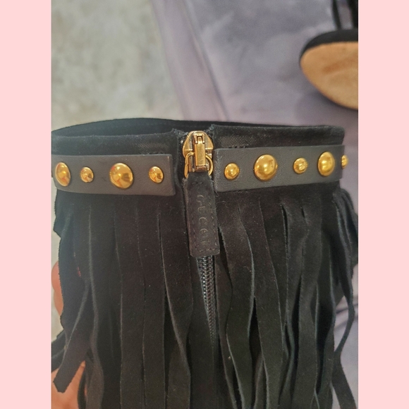 Gucci Black Suede Devendra Fringe Boots - Size 37 (US 7) - Picture 9 of 9